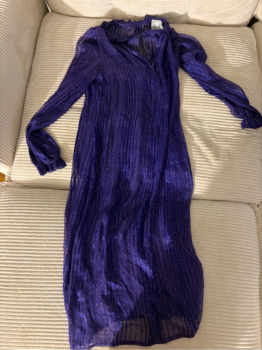 Purple Long Sleeve Sheer Midi Dress - Tony Ruocco